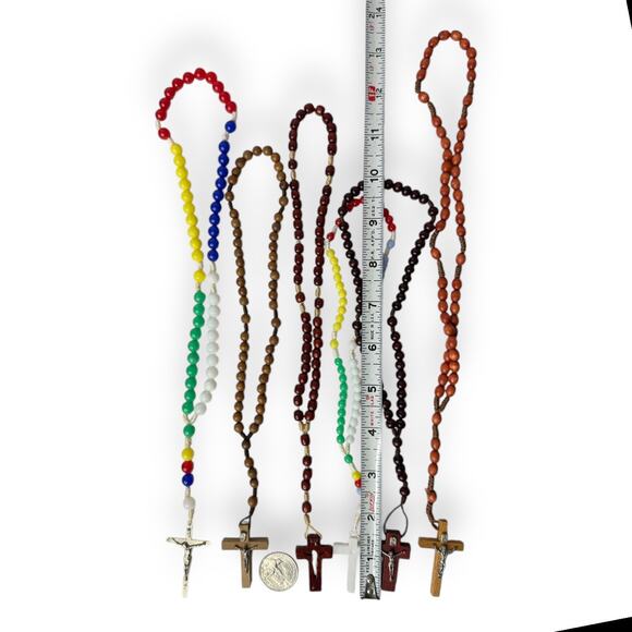 Vintage Religious Jewelry Lot Rosary Cross lot of 6 pcs #4 - Picture 5 of 5